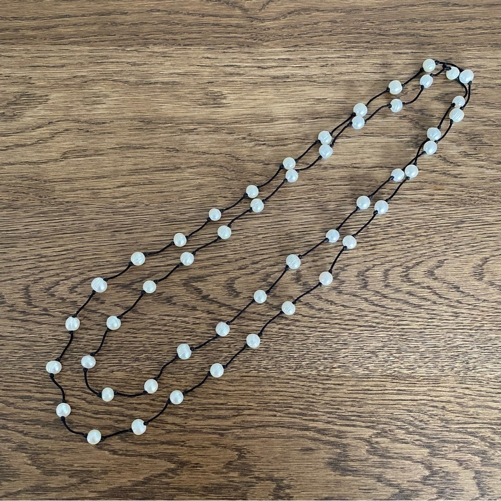 Stationed Genuine Cultured Pearl Corded Necklace